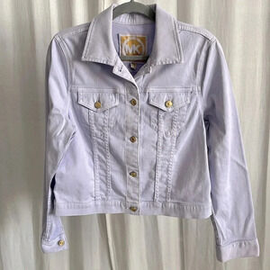 MICHAEL KORS NWOT Women’s Denim Jean Jacket Stretch Gold Button Lavender, Size L